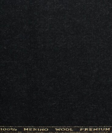 OCM Men's 100% Merino Wool Solids  2.25 Meter Unstitched Tweed Jacketing & Blazer Fabric (Worsted Black)