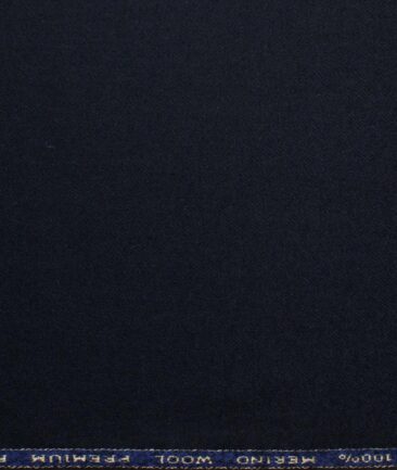 OCM Men's 100% Merino Wool Solids  2.25 Meter Unstitched Tweed Jacketing & Blazer Fabric (Dark Worsted Blue)
