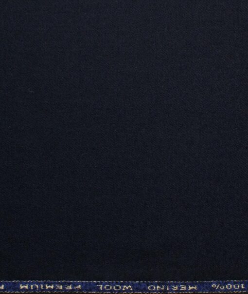 OCM Men's 100% Merino Wool Solids  2.25 Meter Unstitched Tweed Jacketing & Blazer Fabric (Dark Worsted Blue)