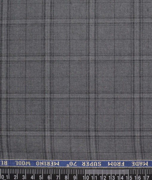 Raymond Men's 52% Merino Wool Super 70's Checks   Unstitched Tweed Jacketing & Blazer Fabric (Grey) - Image 4