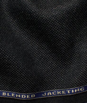 Raymond Men's 52% Merino Wool  Structured  2.20 Meter Unstitched Tweed Jacketing & Blazer Fabric (Blackish Grey)