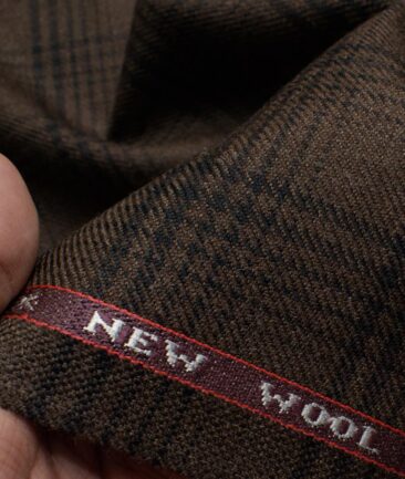 Raymond Men's 52% Merino Wool  Checks  2.20 Meter Unstitched Tweed Jacketing & Blazer Fabric (Dark Brown)