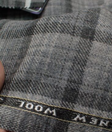 Raymond Men's 100% Merino Wool Checks  2.20 Meter Unstitched Tweed Jacketing & Blazer Fabric (Light Grey)