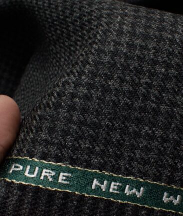 Raymond Men's 100% Merino Wool Houndstooth  2.20 Meter Unstitched Tweed Jacketing & Blazer Fabric (Blackish Grey)