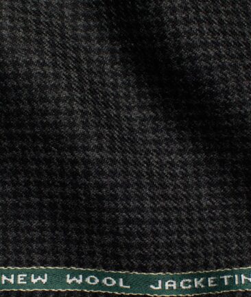Raymond Men's 100% Merino Wool Houndstooth  2.20 Meter Unstitched Tweed Jacketing & Blazer Fabric (Blackish Grey)