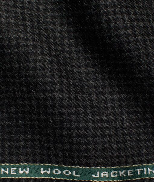 Raymond Men's 100% Merino Wool Houndstooth  2.20 Meter Unstitched Tweed Jacketing & Blazer Fabric (Blackish Grey)