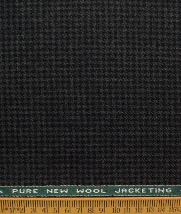 Raymond Men's 100% Merino Wool Houndstooth  2.20 Meter Unstitched Tweed Jacketing & Blazer Fabric (Blackish Grey)