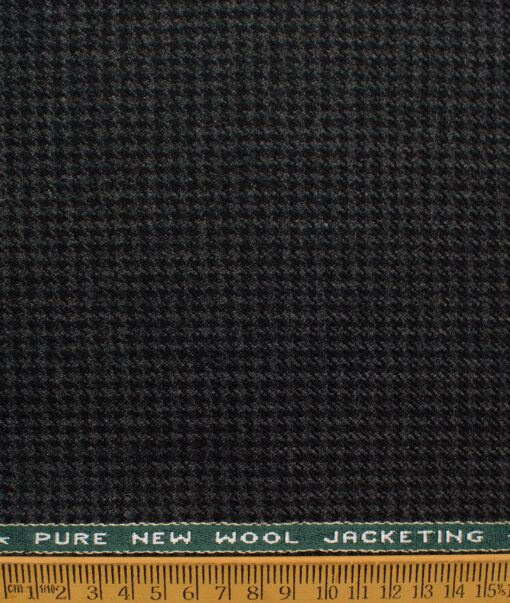 Raymond Men's 100% Merino Wool Houndstooth  2.20 Meter Unstitched Tweed Jacketing & Blazer Fabric (Blackish Grey)