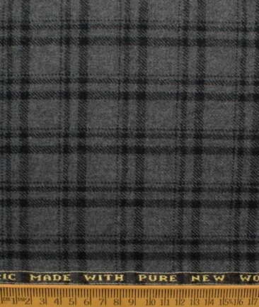 Raymond Men's 100% Merino Wool Checks  2.20 Meter Unstitched Tweed Jacketing & Blazer Fabric (Grey)