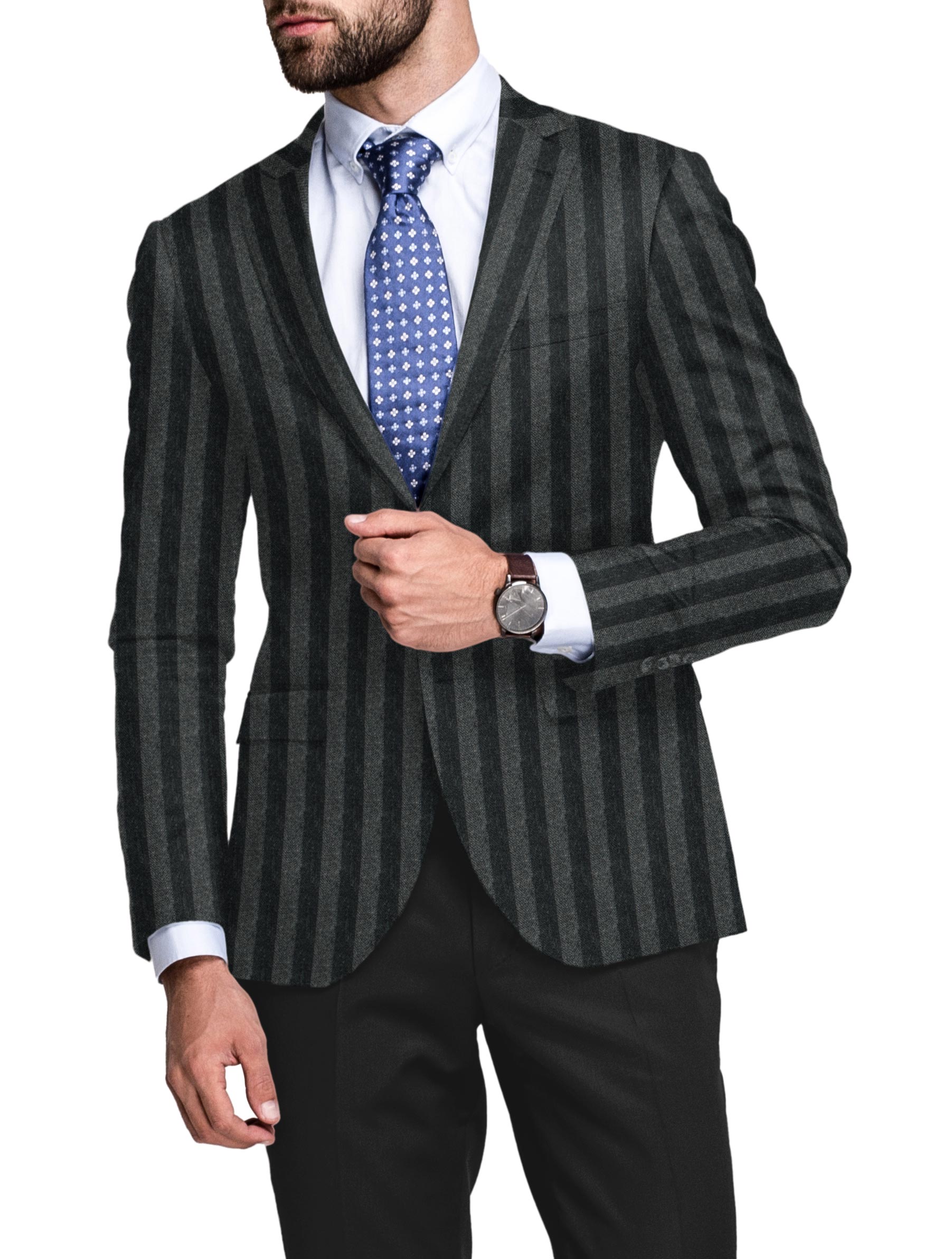 Raymond Men s 100 Merino Wool Striped Unstitched Tweed Jacketing Blazer Fabric Grey Black The Libas Store