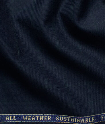 Raymond Men's 20% Wool  Checks  Unstitched Suiting Fabric (Dark Navy Blue)
