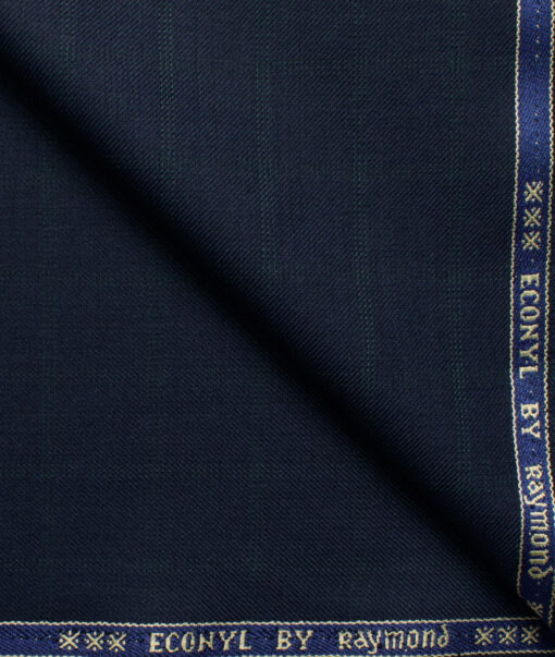 Raymond Men's 20% Wool  Checks  Unstitched Suiting Fabric (Dark Navy Blue)
