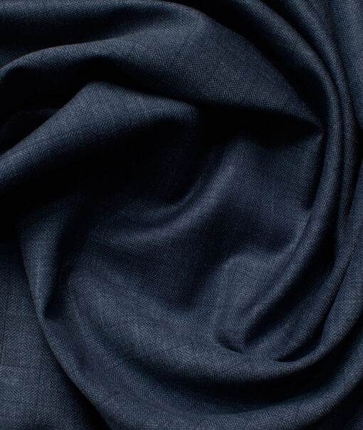 Raymond Men's 18% Wool  Checks  Unstitched Suiting Fabric (Dark Blue)
