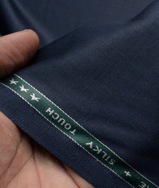 Raymond Men's 51% Wool  Solids  Unstitched Stretchable Suiting Fabric (Dark Blue)