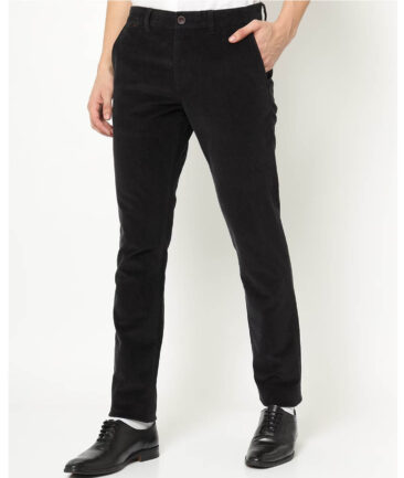 Arvind Men's Cotton Corduroy  Unstitched Stretchable Trouser Fabric (Black)