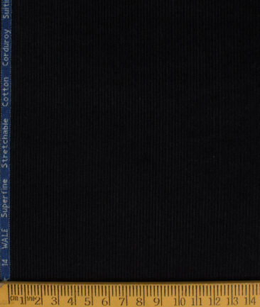 Arvind Men's Cotton Corduroy  Unstitched Stretchable Trouser Fabric (Black)