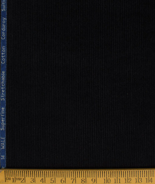 Arvind Men's Cotton Corduroy  Unstitched Stretchable Trouser Fabric (Black)
