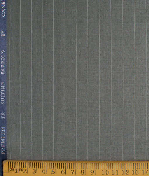 Canetti Men's Terry Rayon  Striped  Unstitched Suiting Fabric (Worsted Grey)