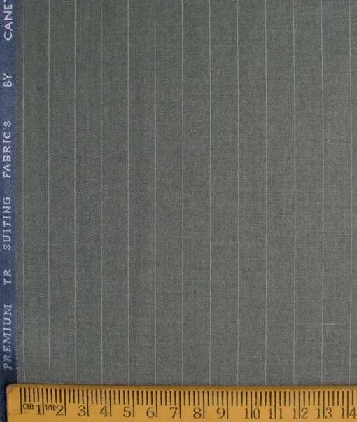 Canetti Men's Terry Rayon  Striped  Unstitched Suiting Fabric (Worsted Grey)