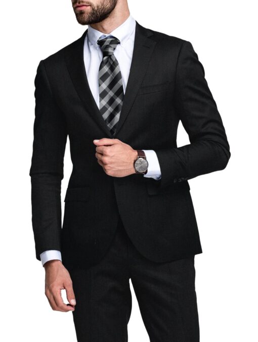 Canetti Men's Terry Rayon  Solids  Unstitched Suiting Fabric (Jet Black)