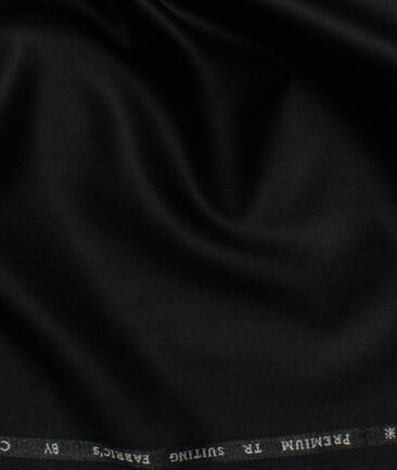Canetti Men's Terry Rayon  Solids  Unstitched Suiting Fabric (Jet Black)