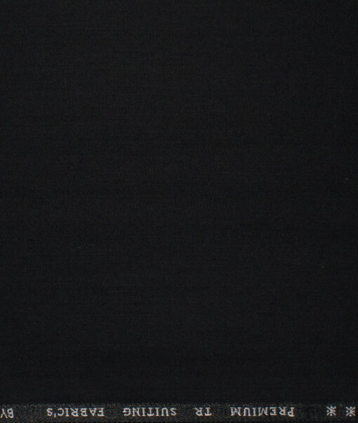 Canetti Men's Terry Rayon  Solids  Unstitched Suiting Fabric (Jet Black)
