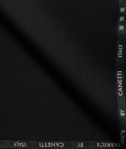 Canetti Men's Terry Rayon  Solids  Unstitched Suiting Fabric (Jet Black)
