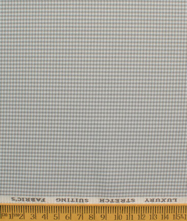 Canetti Men's Terry Rayon  Checks  Unstitched Stretchable Suiting Fabric (White & Grey)