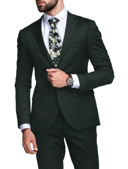 Canetti Men's Terry Rayon  Structured  Unstitched Suiting Fabric (Dark Pine Green)