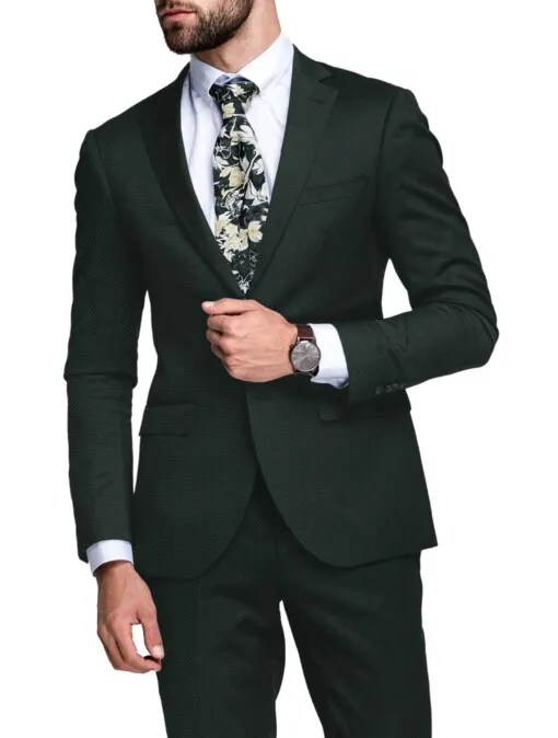 Canetti Men's Terry Rayon  Structured  Unstitched Suiting Fabric (Dark Pine Green)