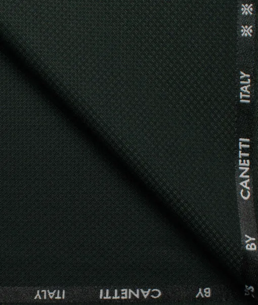 Canetti Men's Terry Rayon  Structured  Unstitched Suiting Fabric (Dark Pine Green)