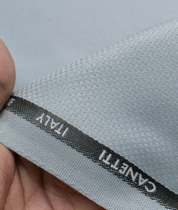 Canetti Men's Terry Rayon  Structured  Unstitched Suiting Fabric (Sky Blueish Grey)