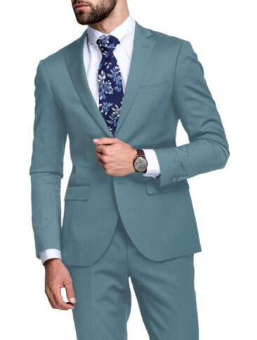 Canetti Men's Terry Rayon  Structured  Unstitched Suiting Fabric (Teal Blue)