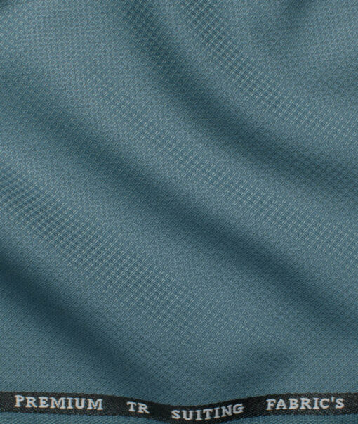 Canetti Men's Terry Rayon  Structured  Unstitched Suiting Fabric (Teal Blue)