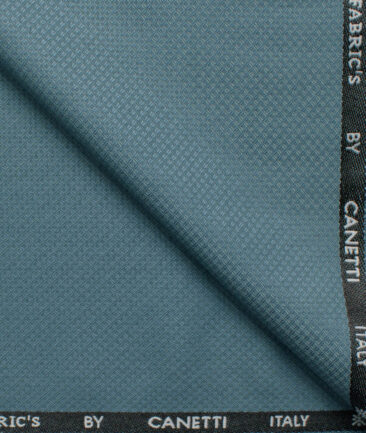 Canetti Men's Terry Rayon  Structured  Unstitched Suiting Fabric (Teal Blue)