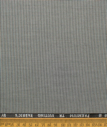 Canetti Men's Terry Rayon  Houndstooth  Unstitched Suiting Fabric (White & Black)