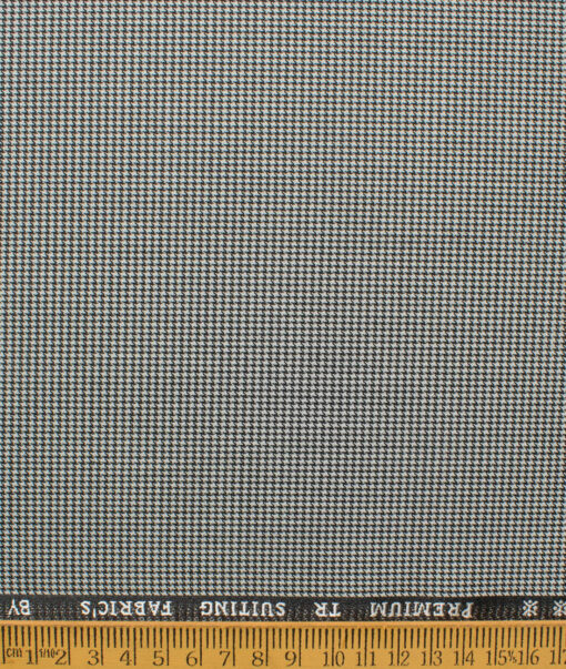 Canetti Men's Terry Rayon  Houndstooth  Unstitched Suiting Fabric (White & Black)