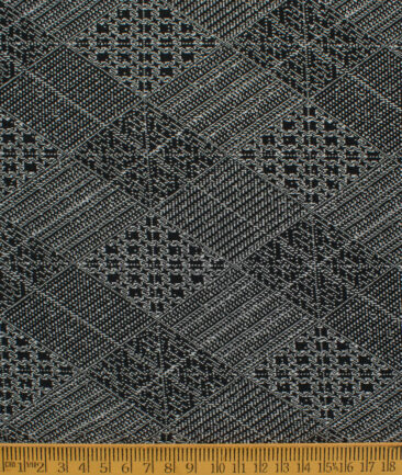 Fashion Flair Men's Terry Rayon  Checks  Unstitched Stretchable Suiting Fabric (Black & White)