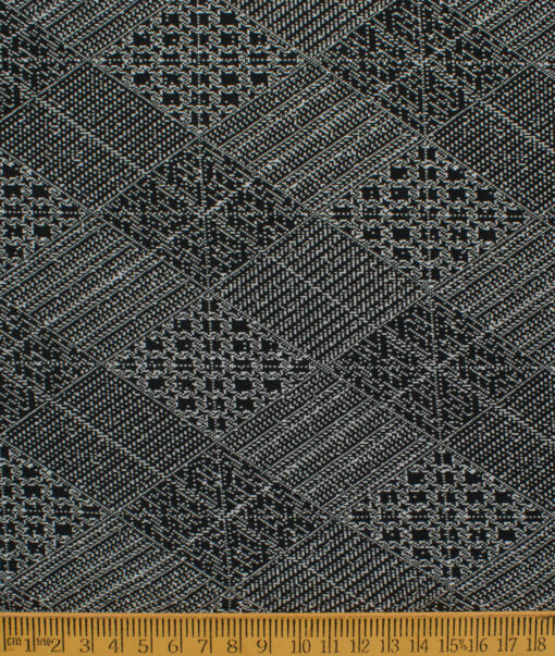 Fashion Flair Men's Terry Rayon  Checks  Unstitched Stretchable Suiting Fabric (Black & White)