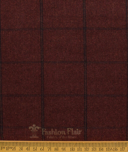 Fashion Flair Men's Terry Rayon  Checks  Unstitched Stretchable Suiting Fabric (Dark Wine)