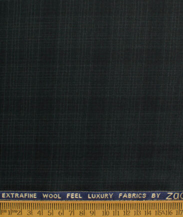 Zaccari Men's Terry Rayon  Checks  Unstitched Suiting Fabric (Dark Grey)