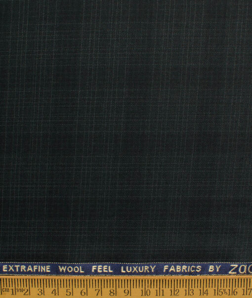Zaccari Men's Terry Rayon  Checks  Unstitched Suiting Fabric (Dark Grey)