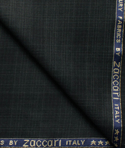 Zaccari Men's Terry Rayon  Checks  Unstitched Suiting Fabric (Dark Grey)