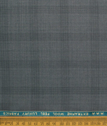 Zaccari Men's Terry Rayon  Checks  Unstitched Suiting Fabric (Grey)