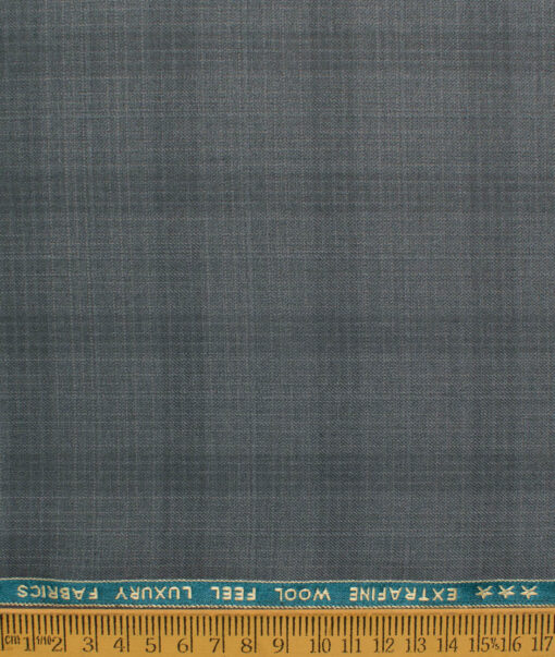 Zaccari Men's Terry Rayon  Checks  Unstitched Suiting Fabric (Grey)