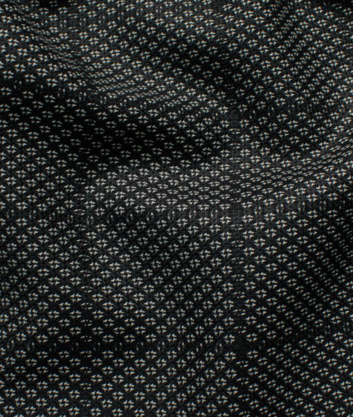 Italian Channel Men's Terry Rayon  Checks  Unstitched Suiting Fabric (Black)