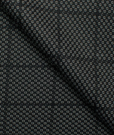 Italian Channel Men's Terry Rayon  Checks  Unstitched Suiting Fabric (Black)