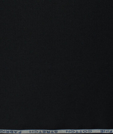 Raymond Men's Cotton Solids  Unstitched Stretchable Trouser Fabric (Black)