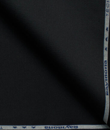 Raymond Men's Cotton Solids  Unstitched Stretchable Trouser Fabric (Black)