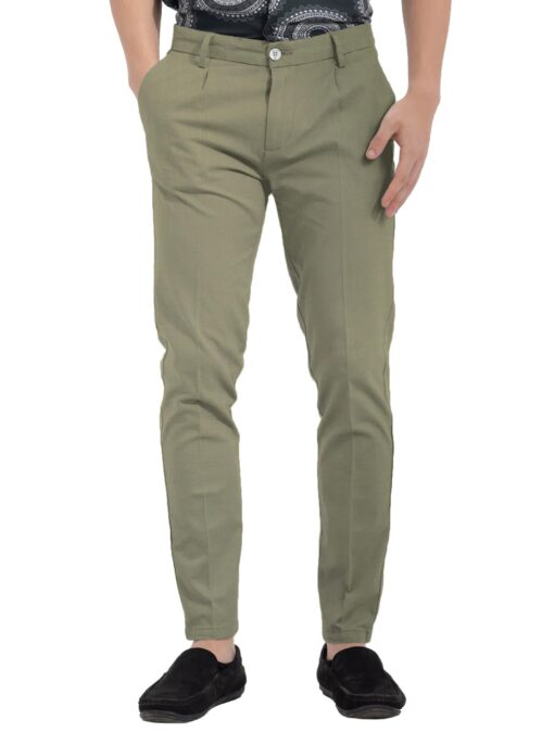 Raymond Men's Cotton Solids  Unstitched Stretchable Trouser Fabric (Light Olive Green)